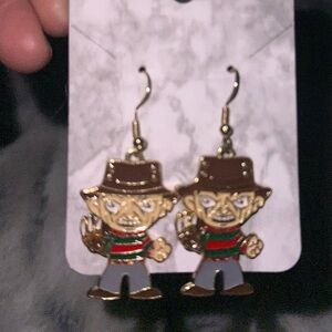 Freddy Kreuger Nightmare on Elm Street handmade earrings. Gold tone